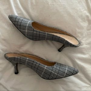 WhoWhatWear Kaia Plaid Kitten Heel Mule Pumps